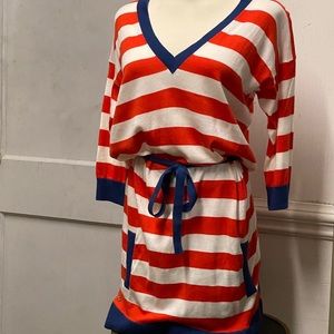 Lacoste- Orange and White stripped tunic with belt